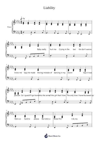 Liability Sheet Music by Zakura-Arr.Caescott