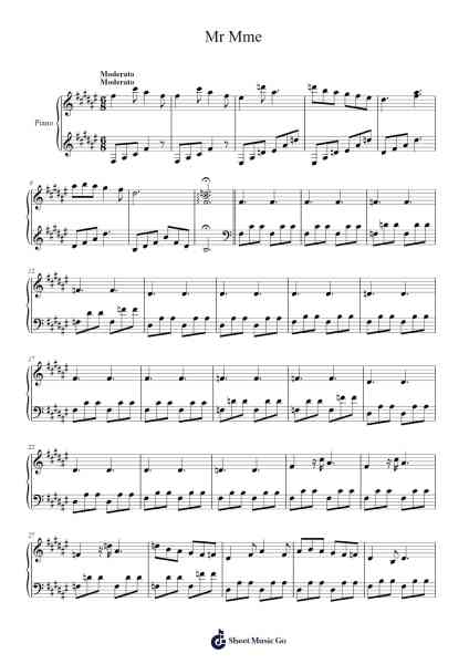 Mr Mme Sheet Music by Loïc Nottet-Arr.Roxanses Newmorse
