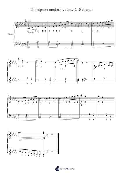 Thompson modern course 2- Scherzo Sheet Music by John Thompson-Arr.Blajeames Yulewood
