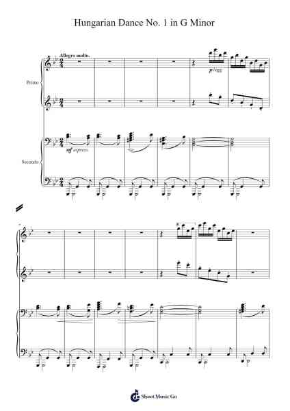 21 Hungarian Dances, WoO 1: No. 1 in G Minor Sheet Music by Johannes Brahms-Arr.Betle