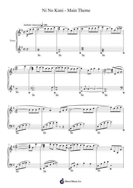 Ni No Kuni - Main Theme Sheet Music by Joe Hisaishi-Arr.Inmark Ausbrooke