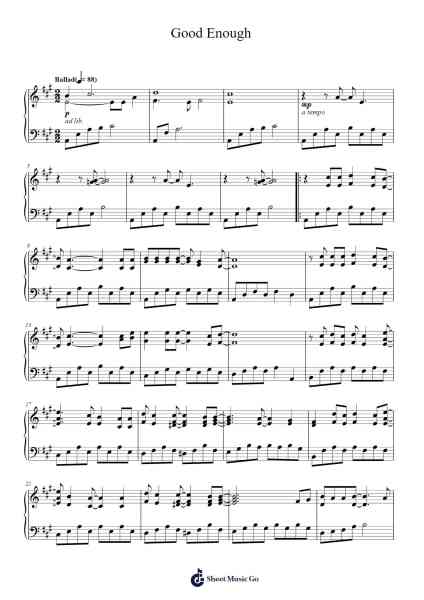Good Enough Sheet Music by Sarah McLachlan-Arr.Elroydie Bellmann