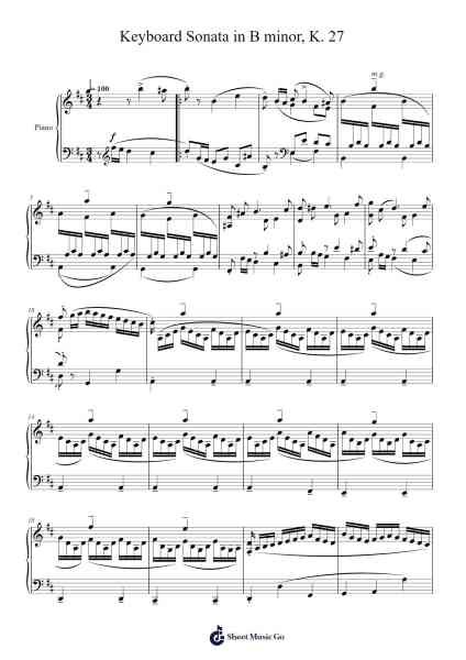 Keyboard Sonata in B Minor, K. 27, L. 449 Sheet Music by Domenico Scarlatti-Arr.Merdawn