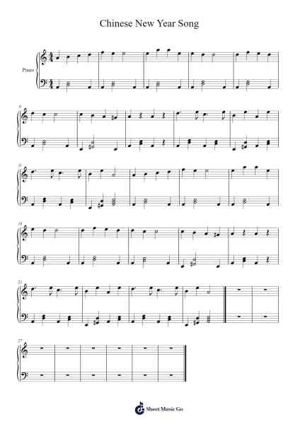 Chinese New Year Song Sheet Music by undefined-Arr.Saske