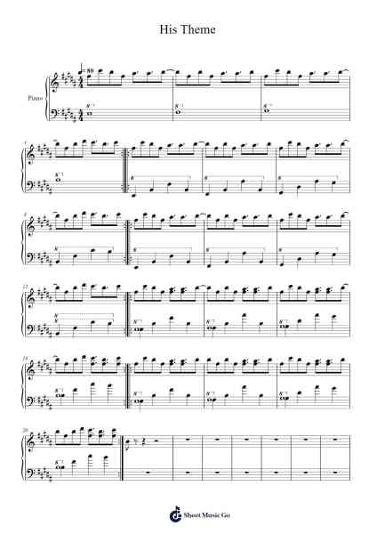 His Theme Sheet Music by Toby Fox-Arr.Pulsing