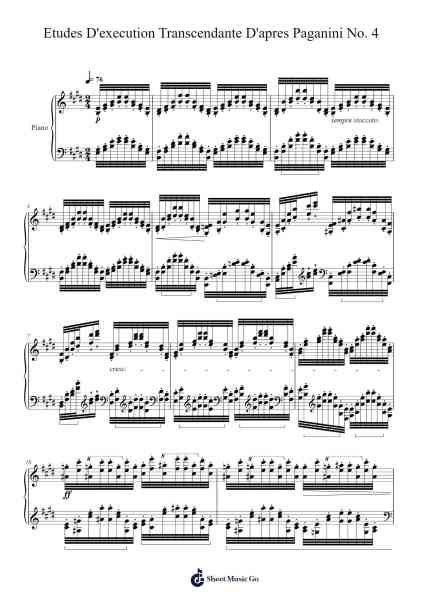 Études d'exécution transcendante d'après Paganini, S. 140: No. 4 in E Major Sheet Music by Franz Liszt-Arr.Cooholt Hogreen