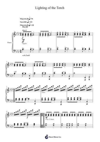 The Olympian - Lighting of the Torch Sheet Music by Philip Glass-Arr.Graril
