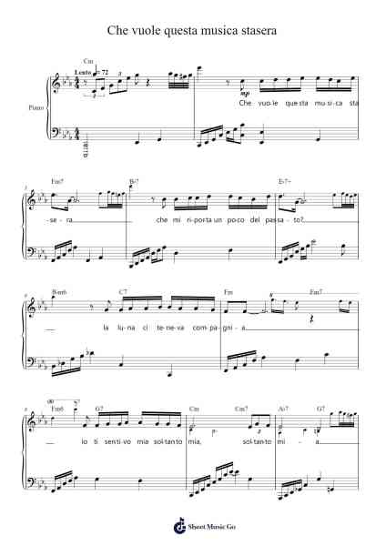 Che vuole questa musica stasera Sheet Music by Peppino Gagliardi-Arr.Paggai Noelsay