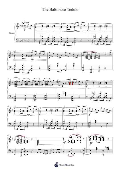 The Baltimore Todolo Sheet Music by Eubie Blake-Arr.Diaben Shelwilde