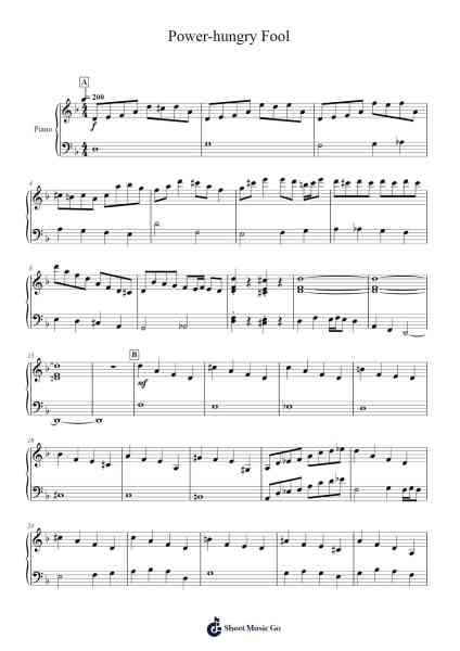 Power-hungry Fool Sheet Music by Yuka Tsujiyoko-Arr.Leijoan