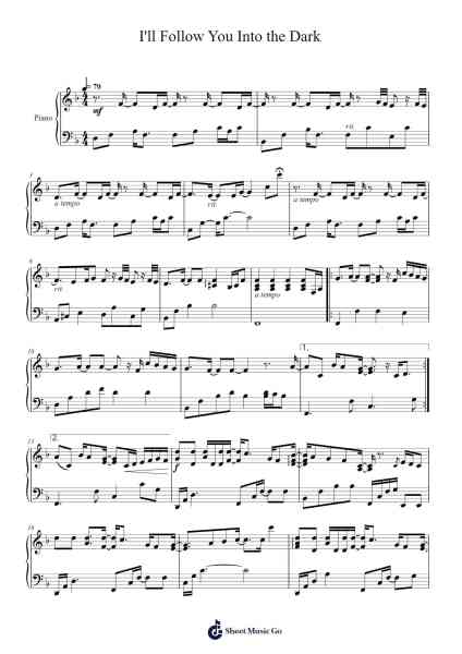 I'll Follow You Into the Dark Sheet Music by Death Cab for Cutie-Arr.Ogfey
