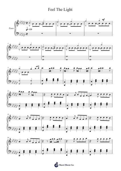 Feel The Light Sheet Music by Jennifer Lopez-Arr.Myrtours Hihill