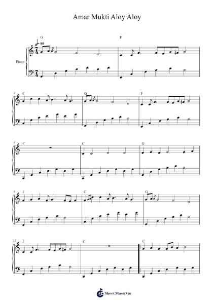Amar Mukti Aloy Aloy Sheet Music by Rabindranath Tagore-Arr.Hooters Xenie