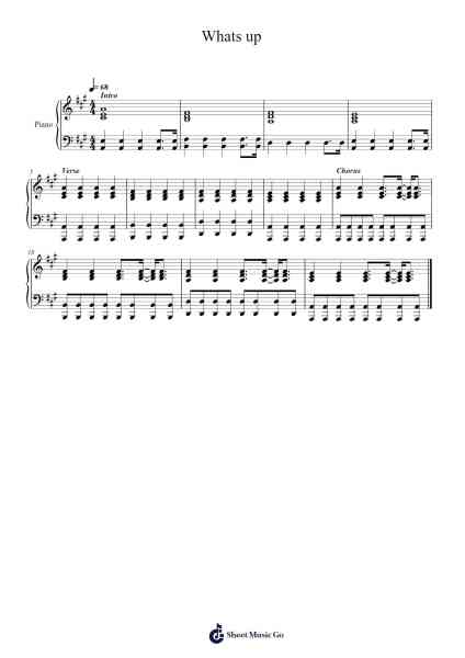 Whats up Sheet Music by 4 Non Blondes-Arr.Jillmo Grantbott