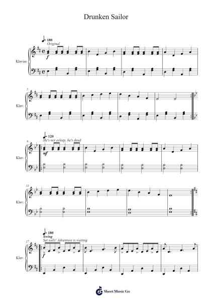 Drunken Sailor Sheet Music by Misc Traditional-Arr.Hewkay Brewstience