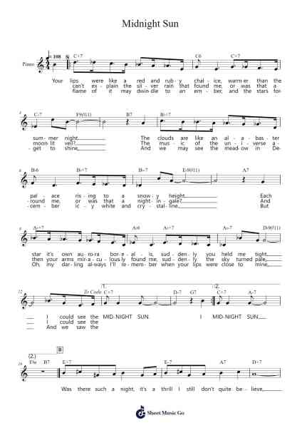 Midnight Sun Sheet Music by Ella Fitzgerald/Lionel Hampton-Arr.Croftswilde Ruthtodd