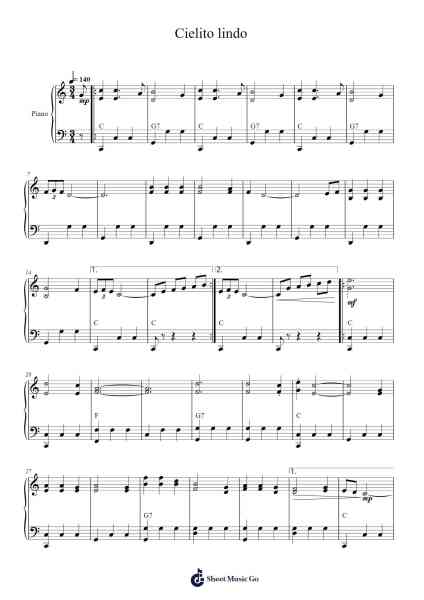 Cielito lindo Sheet Music by Quirino Mendoza y Cortes-Arr.Ruthmie