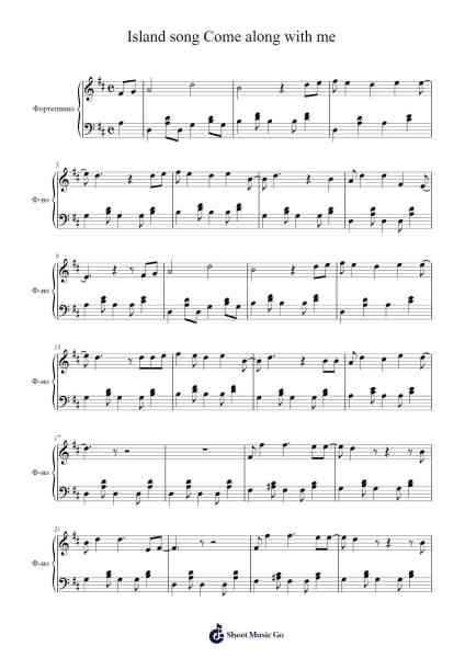 Island song Come along with me Sheet Music by -Arr.Humbryce Vanral