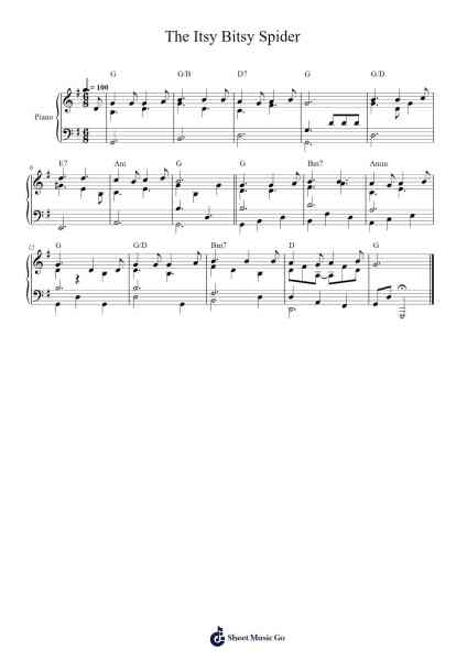 The Itsy Bitsy Spider Notenblatt von Traditional-Arr.Hula