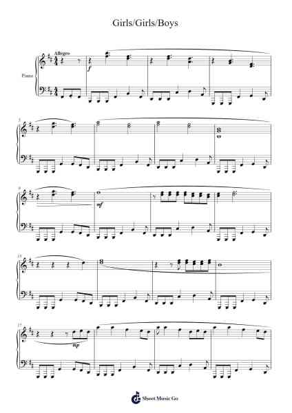 Girls/Girls/Boys Sheet Music by Panic! At the Disco-Arr.Finnat Mintosh