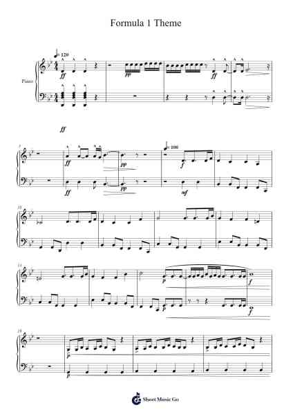 Formula 1 Theme Sheet Music by Brian Tyler-Arr.Lupeg