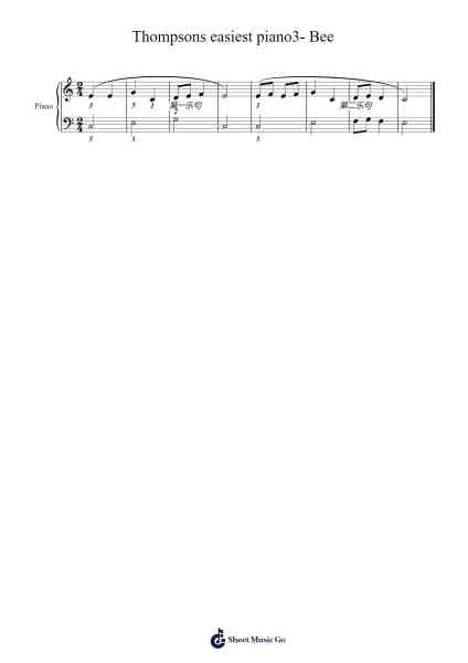 Thompsons easiest piano3- Bee Sheet Music by John Thompson-Arr.Fmar Geearl