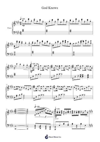 God Knows Sheet Music by Haruhi Suzumiya-Arr.Priestwylde Backcah