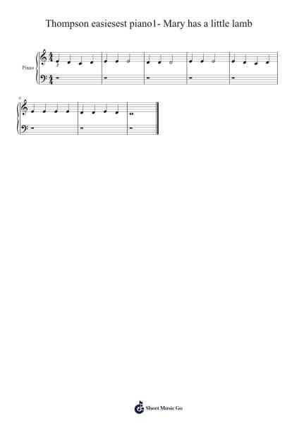 Thompson easiesest piano1- Mary has a little lamb Sheet Music by John Thompson-Arr.Gibkes