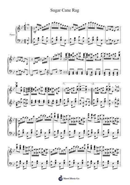 Sugar Cane Rag Sheet Music by Scott Joplin-Arr.Morsedric