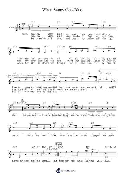When Sunny Gets Blue Sheet Music by Marvin Fisher-Arr.Chesria