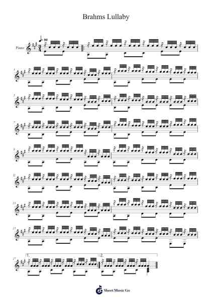 Wiegenlied: Guten Abend, gute Nacht, Op. 49, No. 4 Sheet Music by Johannes Brahms-Arr.Bilmons Magmeg