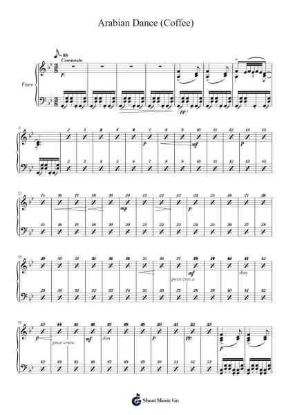 The Nutcracker, Op. 71: No. 12b, Arabian Dance (Coffee) Sheet Music by Pyotr Ilyich Tchaikovsky-Arr.Chloemen O'Cazie