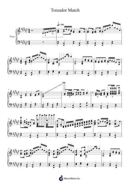 Toreador March from Carmen, Op. 2: No. 4 Sheet Music by undefined-Arr.Rosjay Sibylgale