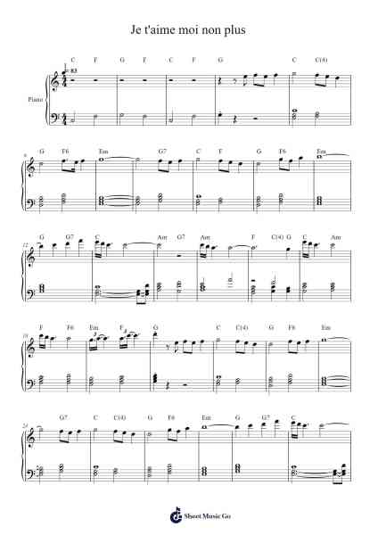Je t'aime moi non plus Sheet Music by Serge Gainsbourg-Arr.Clarjudd