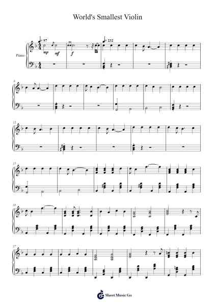 World's Smallest Violin Sheet Music by AJR-Arr.Pullamb