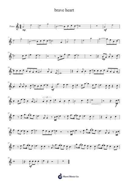 brave heart Sheet Music by undefined-Arr.Kingmax