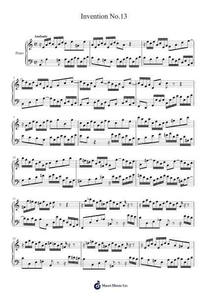 Invention No. 13 in A Minor, BWV 784 Sheet Music by Johann Sebastian Bach-Arr.Holmesmax