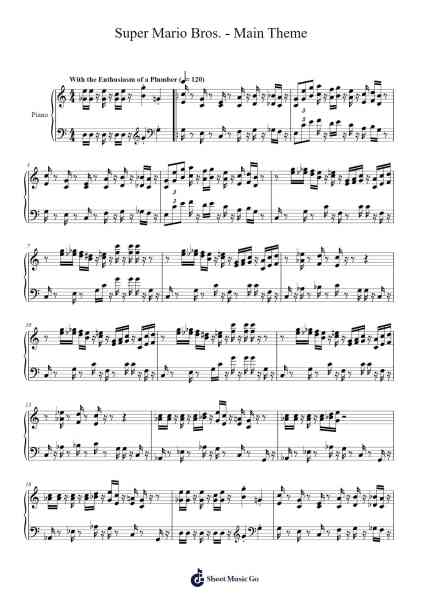 Super Mario Bros. - Main Theme / Overworld Sheet Music by Koji Kondo-Arr.Saxel