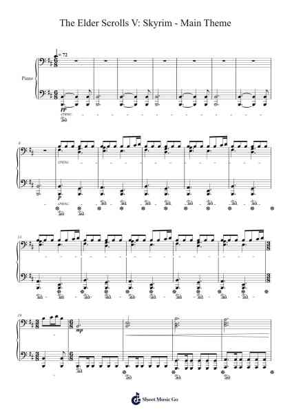 The Elder Scrolls V: Skyrim - Main Theme Sheet Music by Jeremy Soule-Arr.Reedtrine Gunnix