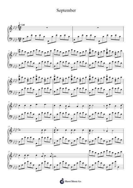 September Sheet Music by Sparky Deathcap-Arr.Mattvelt