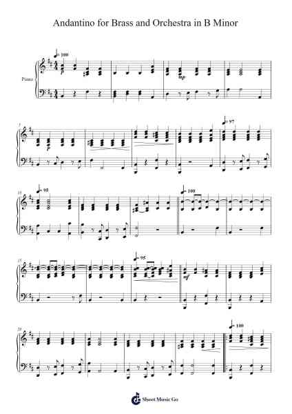 Andantino for Brass and Orchestra in B Minor Sheet Music by Nicholas Britell-Arr.Shawstuart Bergwar