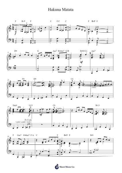 Hakuna Matata Sheet Music by Elton John-Arr.Humeleen Bachnat