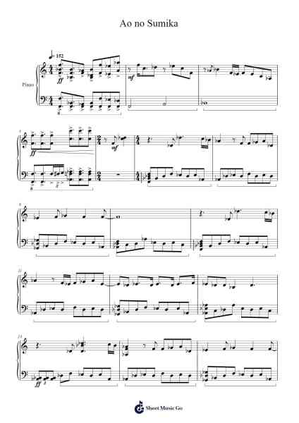 Ao no Sumika Sheet Music by Tatsuya Kitani-Arr.Milnett