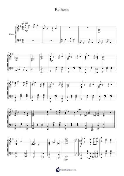 Bethena Sheet Music by Scott Joplin-Arr.Evertrine Curcent