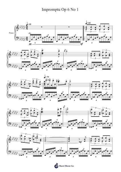 Impromptu Op. 6 No. 1 Sheet Music by Atticus Tse-Arr.Debhum Browntor