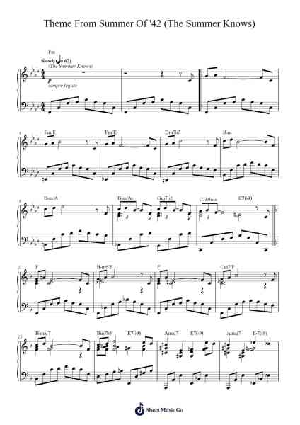 Theme From Summer Of '42 (The Summer Knows) Sheet Music by Michel Legrand-Arr.Yalegus