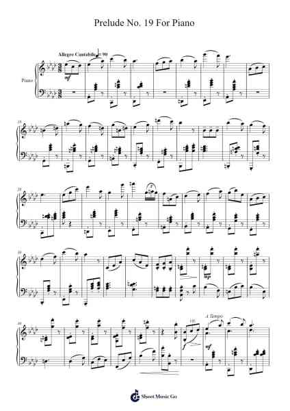 Prelude No. 19 For Piano Sheet Music by Eleazar Torres Gallegos-Arr.Maltzster Colcott