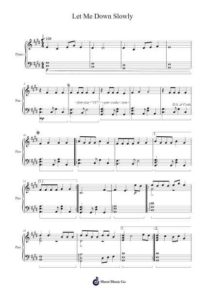Let Me Down Slowly Sheet Music by Brennon Gabriel de Olivera-Arr.Handre Raekiel