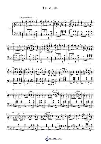 La Gallina Sheet Music by Louis Moreau Gottschalk-Arr.Mondlius
