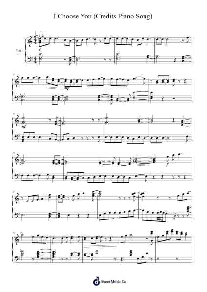 Pokemon The Movie 20 I Choose You: I Choose You (Credits Piano Song) Sheet Music by undefined-Arr.Noelwyatt Northkay